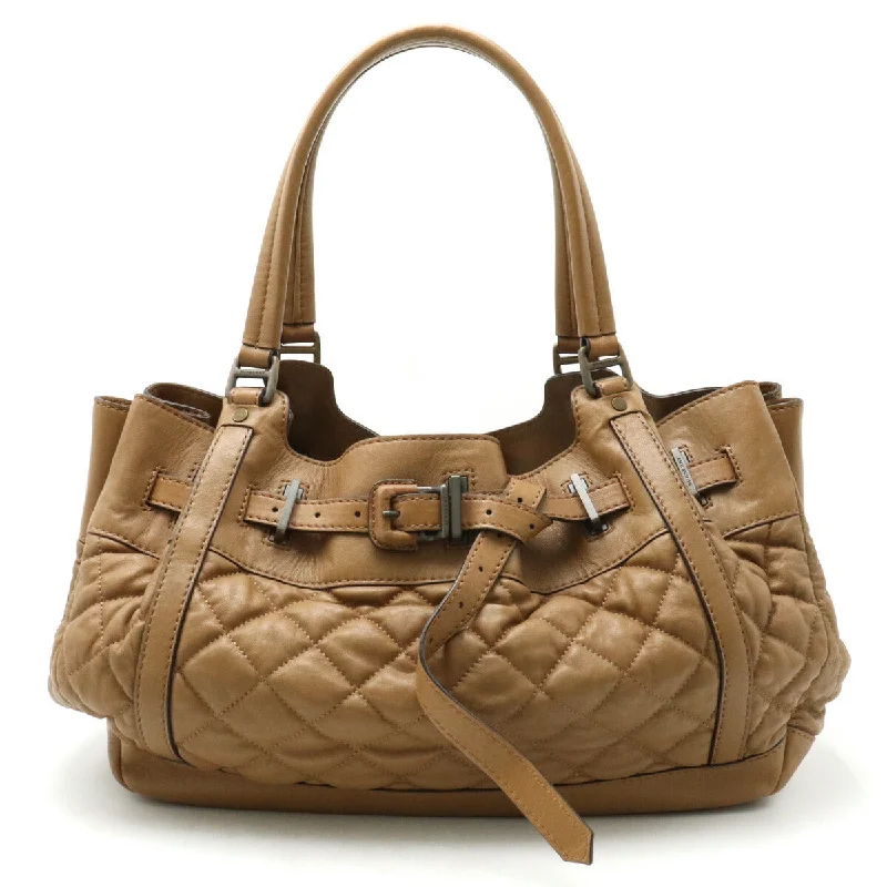 Durable handle bags for heavy-duty everyday use -Burberry Quilted Leather Tote Bag Brown