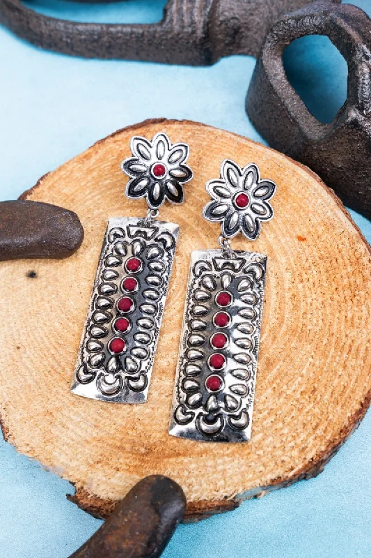 Drop Earrings with Vine Designs -SALE! Red Cedar Grove Silvertone Earrings