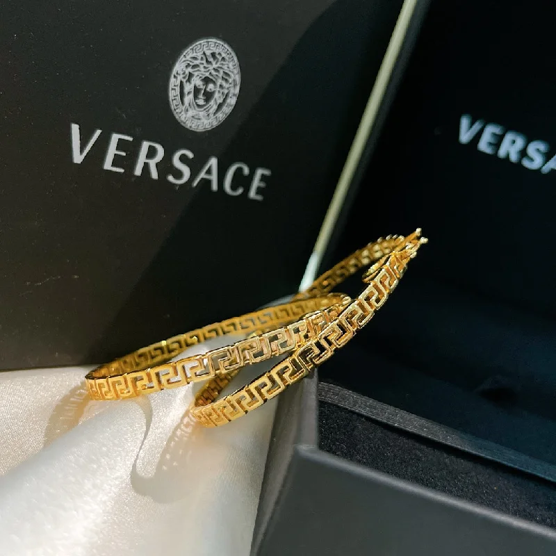 Drop Earrings for Formal Attire -Versace exaGuccierated geometric large circle gold earrings EHA187