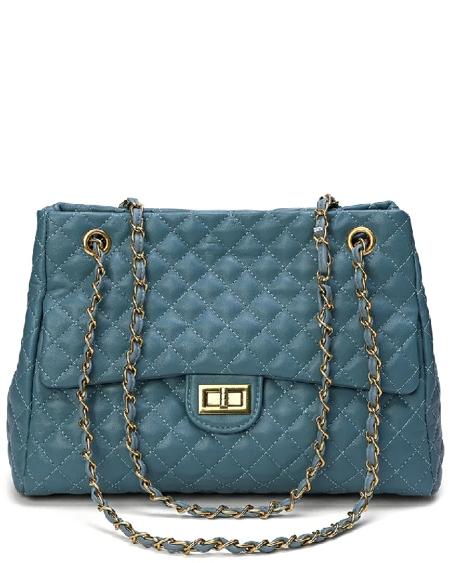 Handle bags with soft fabric for comfort -Tiffany & Fred Paris Full-Grain Quilted Leather Tote