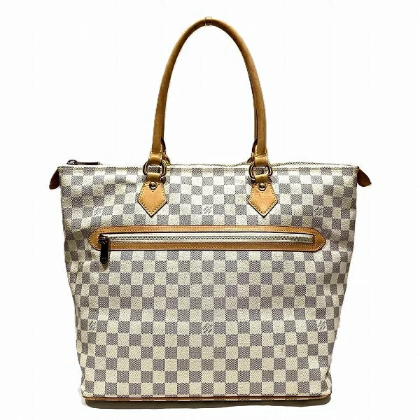 Handle bags with bold checks for trend -Louis Vuitton Damier Azur Saleya GM Tote Bag