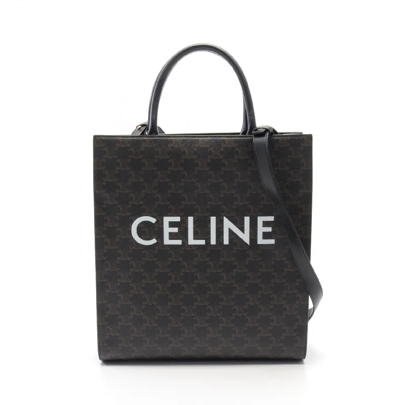 Handle bags with laptop sleeves for work -Celine Medium Vertical Cabas Triomphe Tote Bag