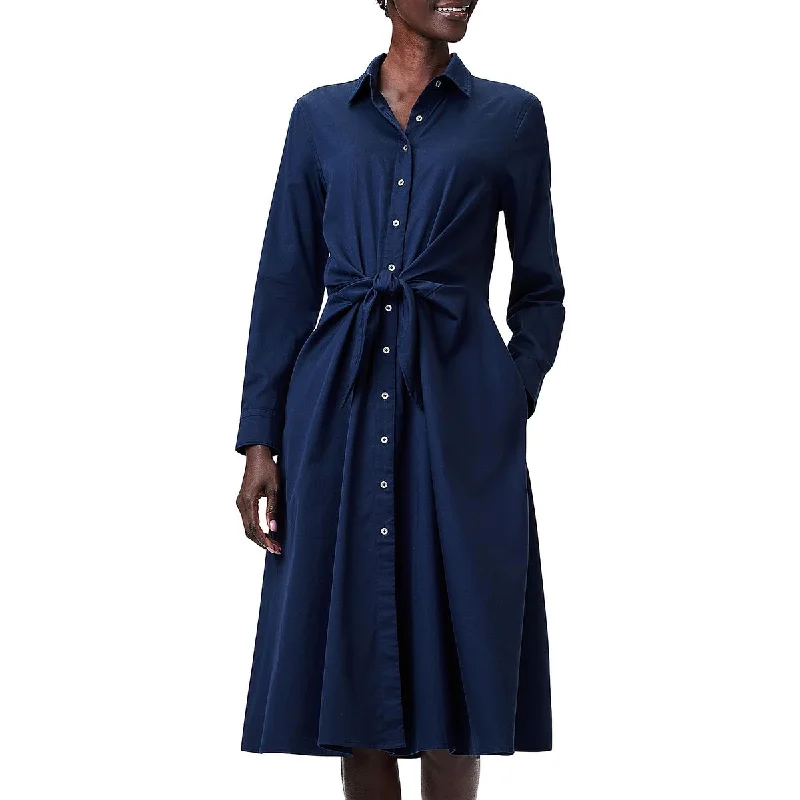 Polyester Dresses for Durable -Nic + Zoe Womens Midi Front Tie Shirtdress