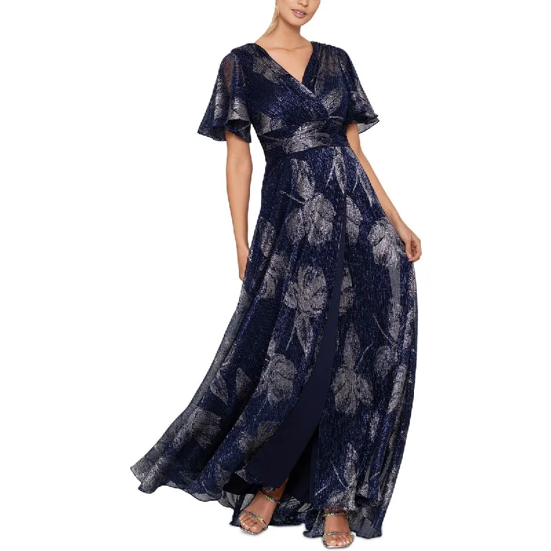 Low-waisted Dresses for Relaxed -Betsy & Adam Womens Crinkled Full Length Evening Dress