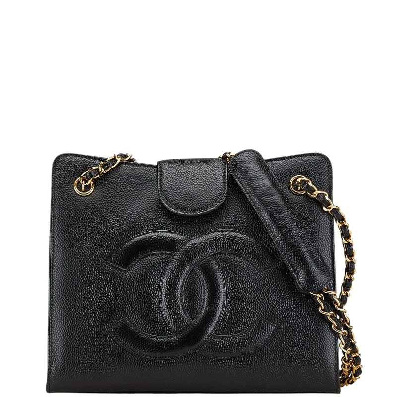 Handle bags with abstract art for uniqueness -Chanel Caviar Chain Shoulder Tote Bag