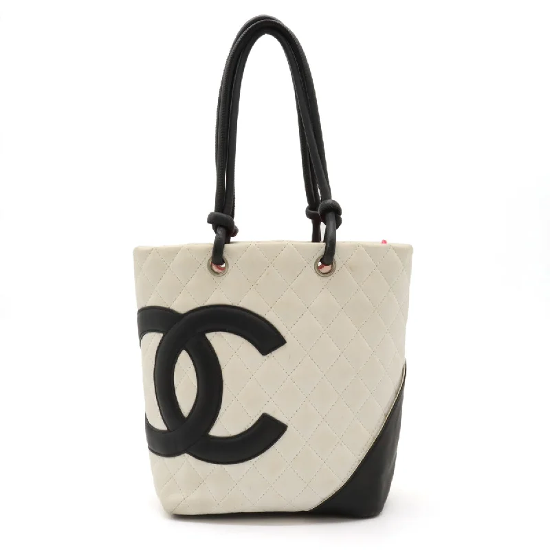 Handle bags with seasonal prints for holidays -Chanel Cambon Line Medium Tote Bag Black White