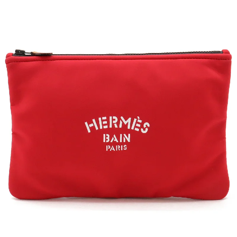 Canvas handle bags perfect for casual outings -Hermes Neobain Flat MM Clutch Bag Red