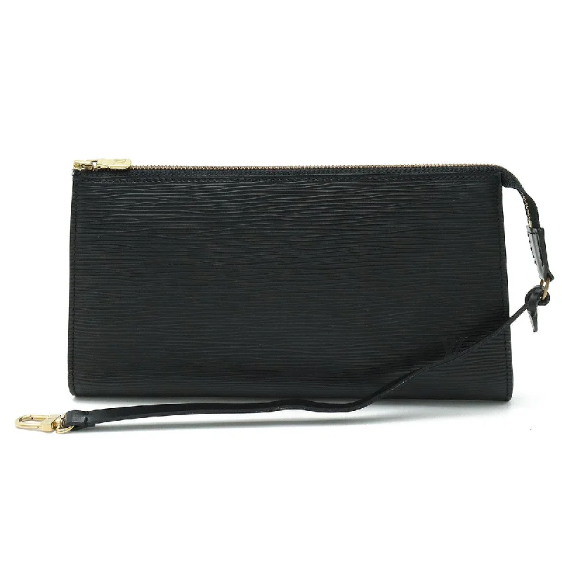 Handle bags with floral embroidery for detail -Louis Vuitton Epi Leather Pochette Accessoire Black