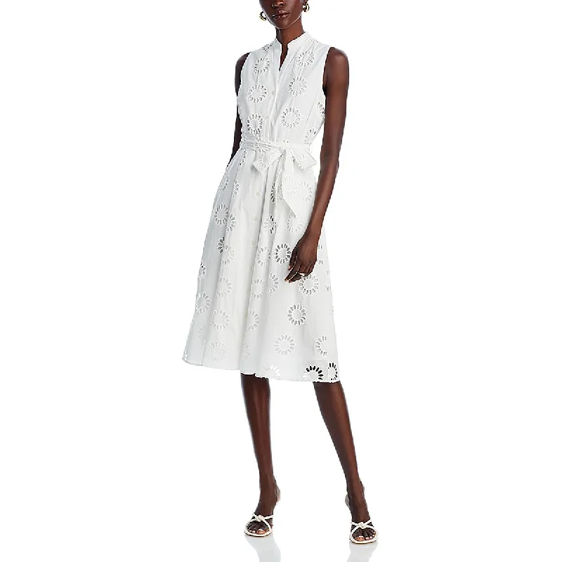 Evening Dresses for Formal Events -T Tahari Womens Cotton Midi Shirtdress