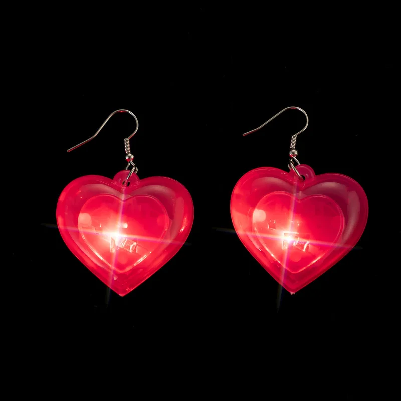 Pearl Drop Earrings for Elegance -Wholesale Valentine's Day Series LED Lights, Heart-shaped Luminous Plastic Earrings