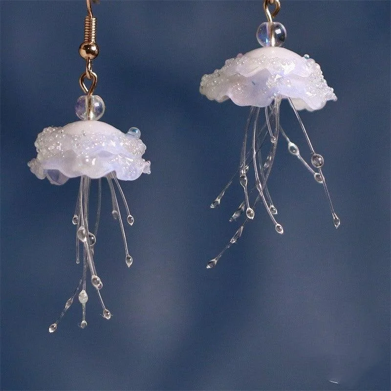 Gemstone Drop Earrings for Color -Cloud Fall Jellyfish Earrings Temperament Senior Atmospheric Ins