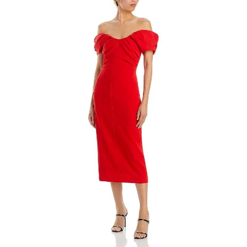 Hippie Dresses with Beads -A.L.C. Womens Nora Off-The-Shoulder Special Occasion Midi Dress