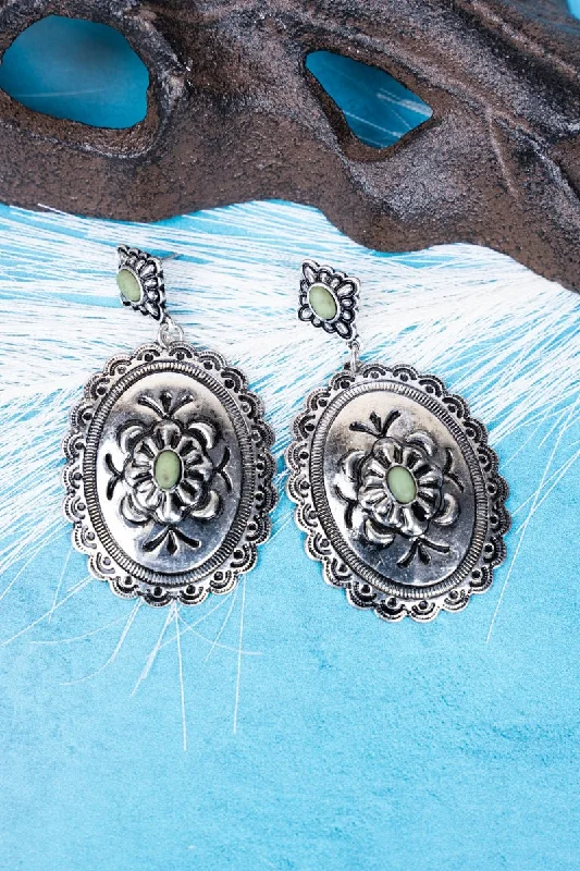 Tarnish Resistant Drop Earrings for Longevity -SALE! Gateway Green Silvertone Earrings