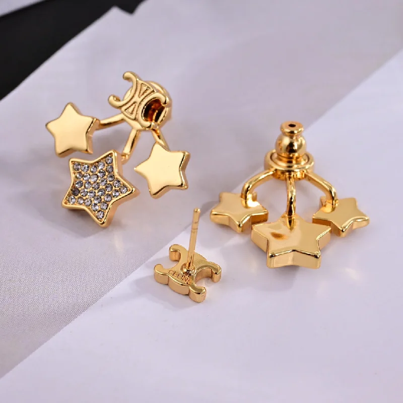 Minimalist Drop Earrings with Simplicity -Triumphal Arch Simple Star studded Diamond Earrings EHA178