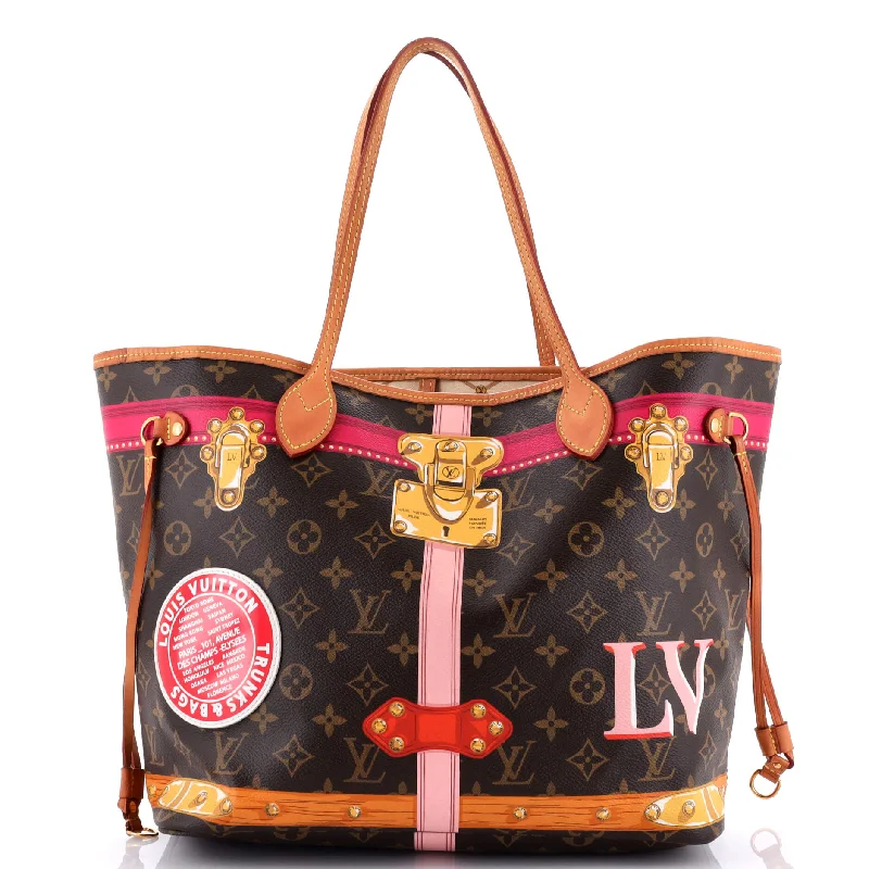 Handle bags with neutral leather for elegance -Neverfull NM Tote Limited Edition Summer Trunks Monogram Canvas MM