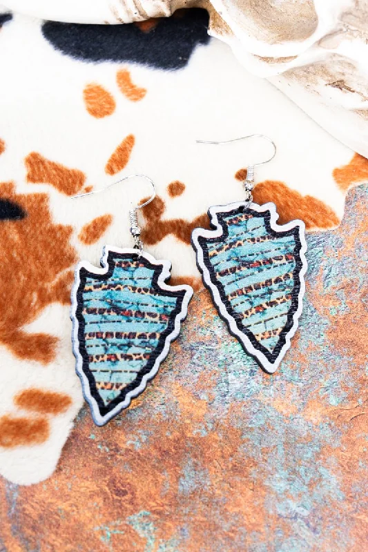 Drop Earrings with Leaf Motifs -Leopard's Veil Arrowhead Wood Earrings