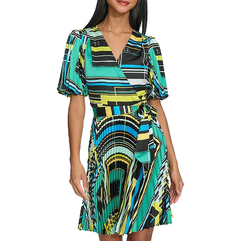 Abstract Dresses for Creative -Karl Lagerfeld Paris Womens Mini Surplice Wrap Dress