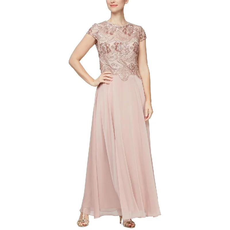 Evening Dresses for Formal Events -Alex Evenings Womens Lace Embroidered Evening Dress