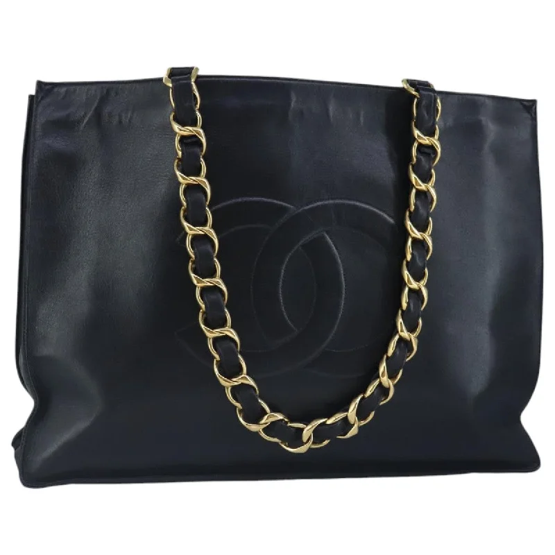 Handle bags with padded straps for comfort -Chanel Coco Mark  Leather Tote Bag (Pre-Owned)