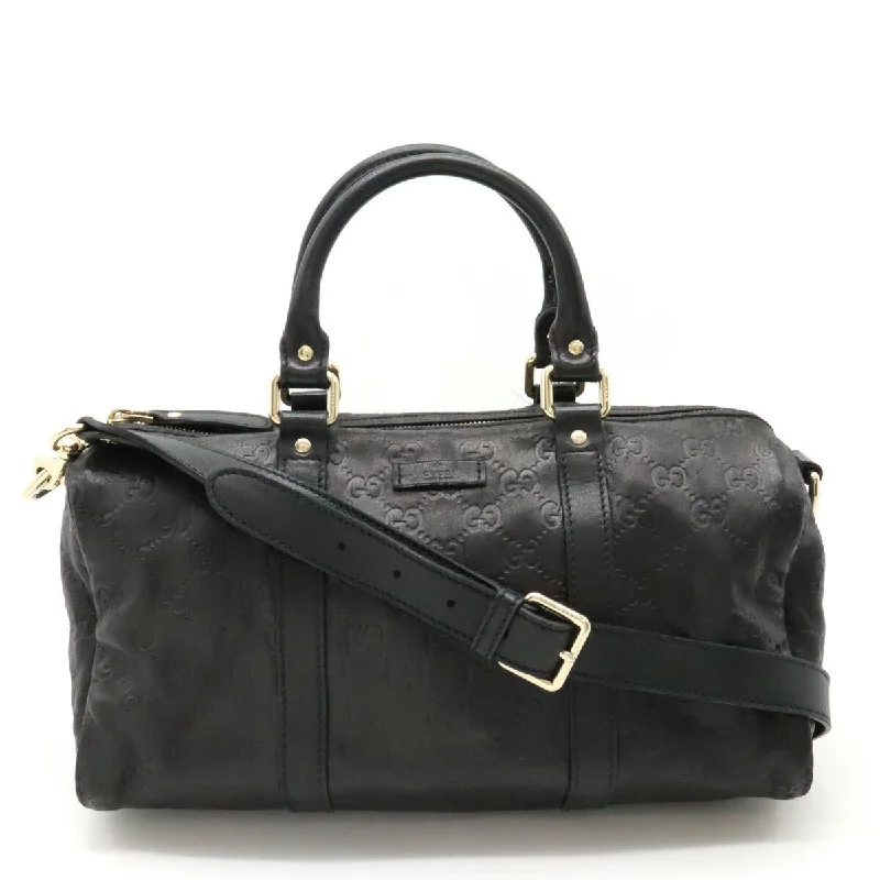 Handle bags with denim fabric for casual -Gucci Leather 2WAY Handbag Mini Boston Black