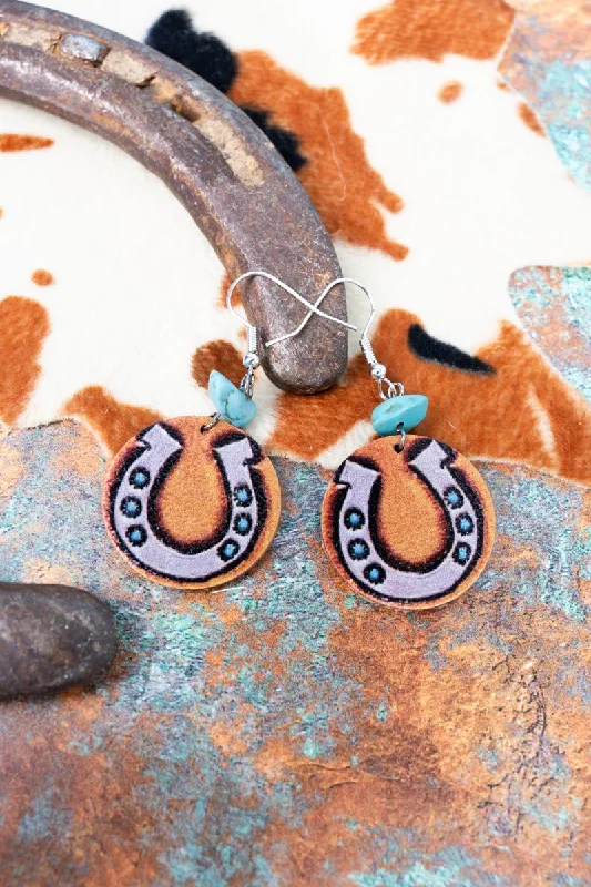 Drop Earrings for Beach Outfit -Horseshoe Bend Faux Leather Earrings