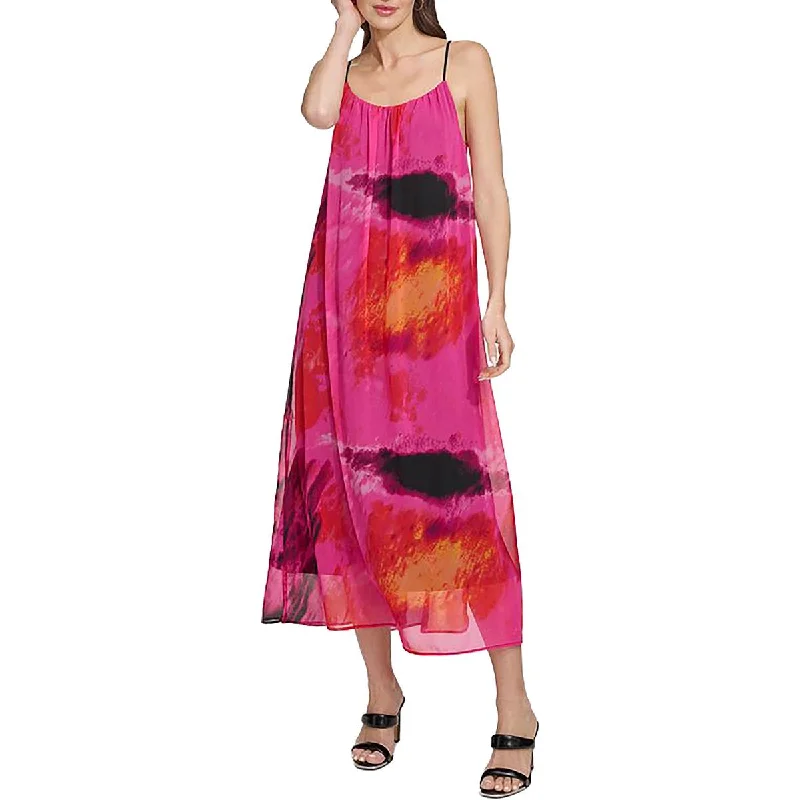 Modern Dresses for Trendy -DKNY Womens Chiffon Printed Midi Dress