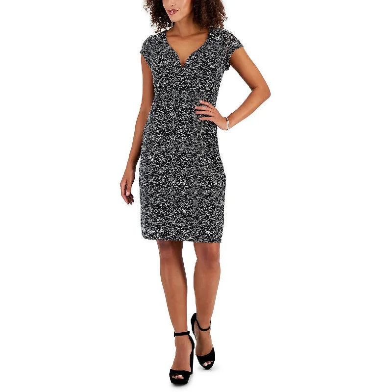 Khaki Dresses for Casual -Connected Apparel Womens Sparkle V-neck Cocktail And Party Dress