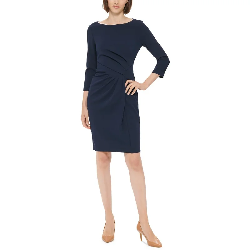 Christmas Dresses for Holiday -Calvin Klein Womens Boatneck Midi Wear to Work Dress