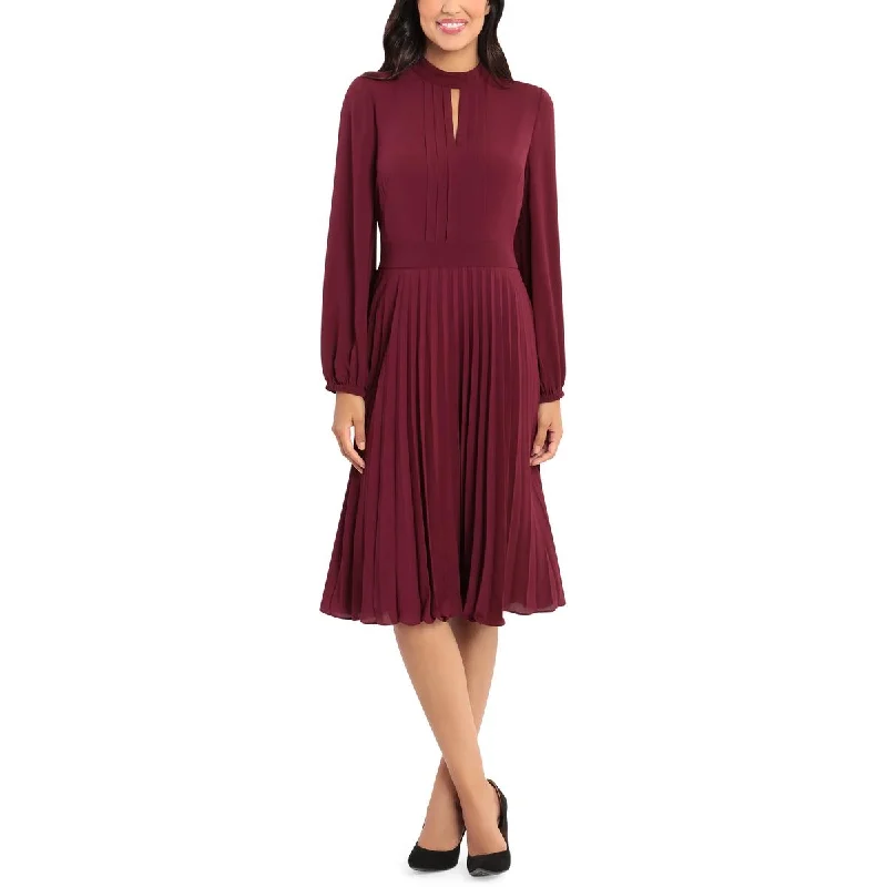 Flared Dresses for Retro -Maggy London Womens Pleated Keyhole Midi Dress