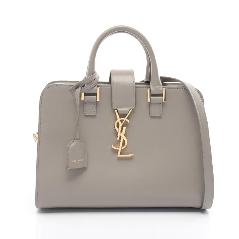 Handle bags with subtle embroidery for detail -YSL Baby Monogram Cabas Leather Handbag