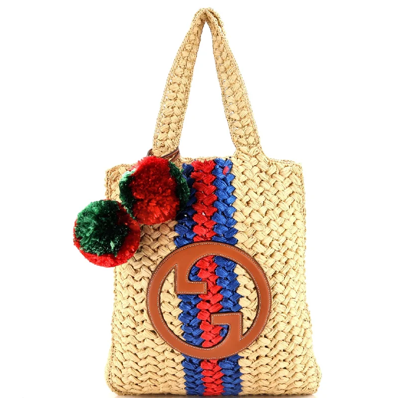 Handle bags with vintage vibes for nostalgia -Blondie NM Open Tote Raffia Small