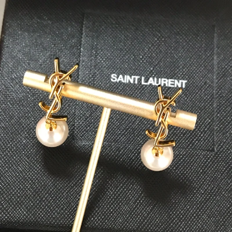 Lead Free Drop Earrings for Health -YSL New Personalized Gold Letter Pearl Earrings EHA100