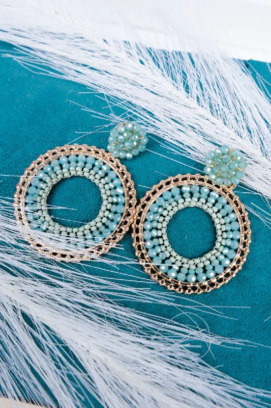 Drop Earrings with Filigree Work -Harper Aqua Beaded Goldtone Earrings