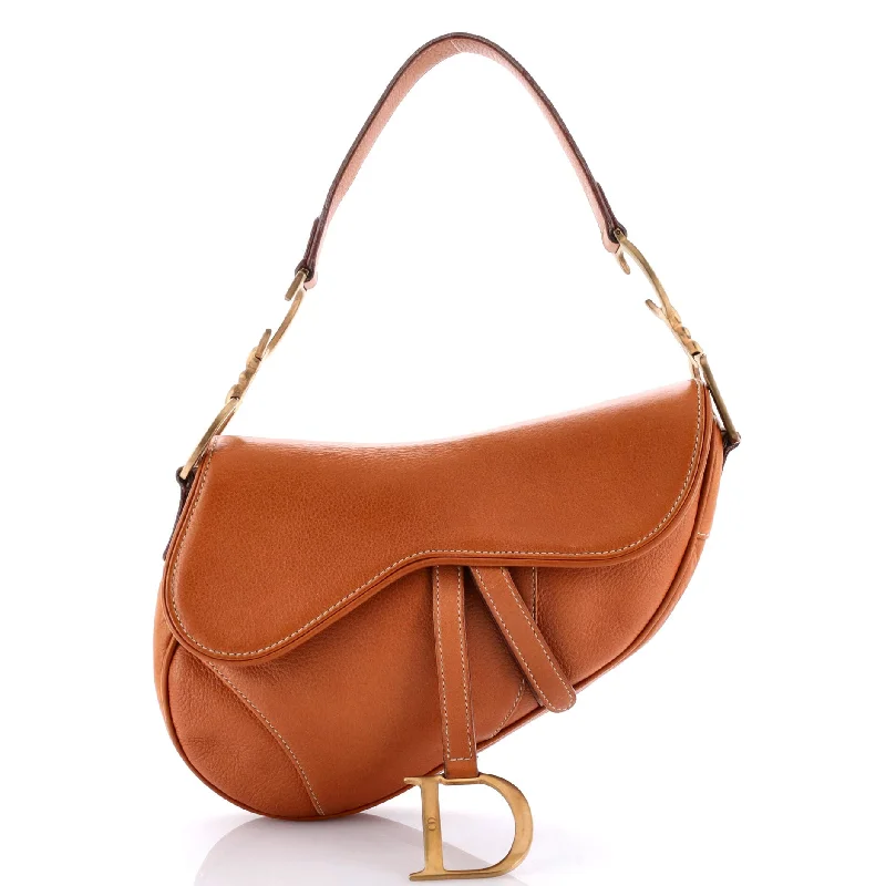 Handle bags with sleek hardware for sophistication -Vintage Saddle Bag Leather Medium