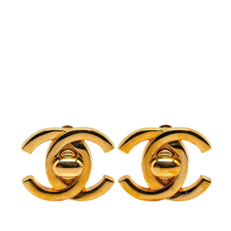 Drop Earrings with Chevron Designs -Chanel   Plating Clip Earrings (Pre-Owned)