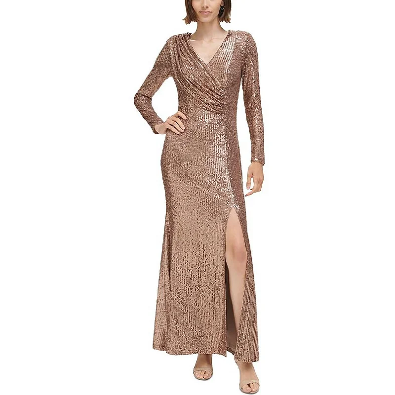 Minimalist Dresses for Simplicity -Eliza J Womens Full Length Sequined Evening Dress