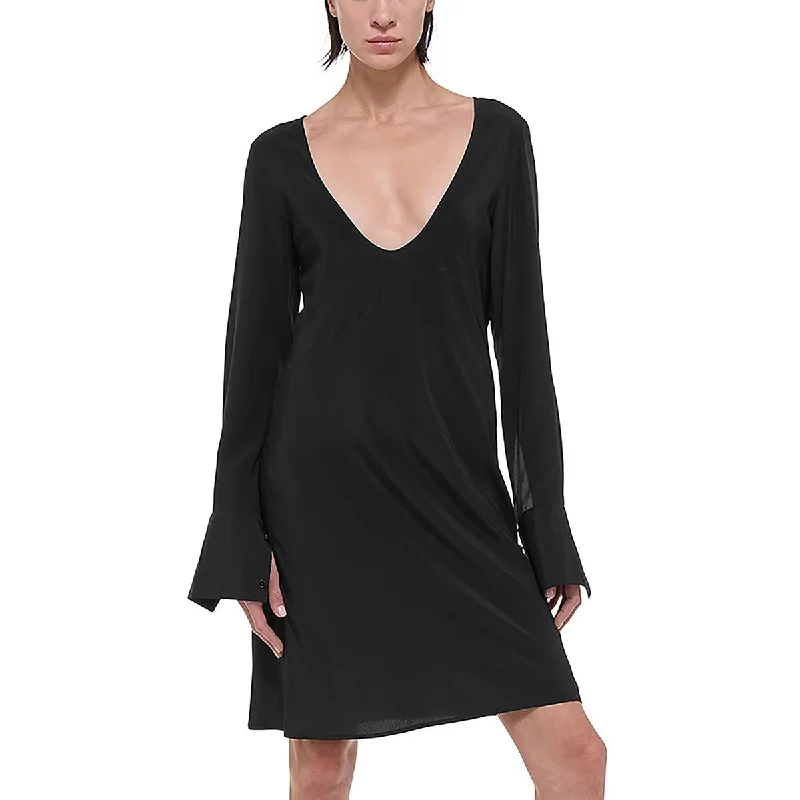 Tie-up Dresses for Decorative -Helmut Lang Womens Silk Above Knee Shift Dress