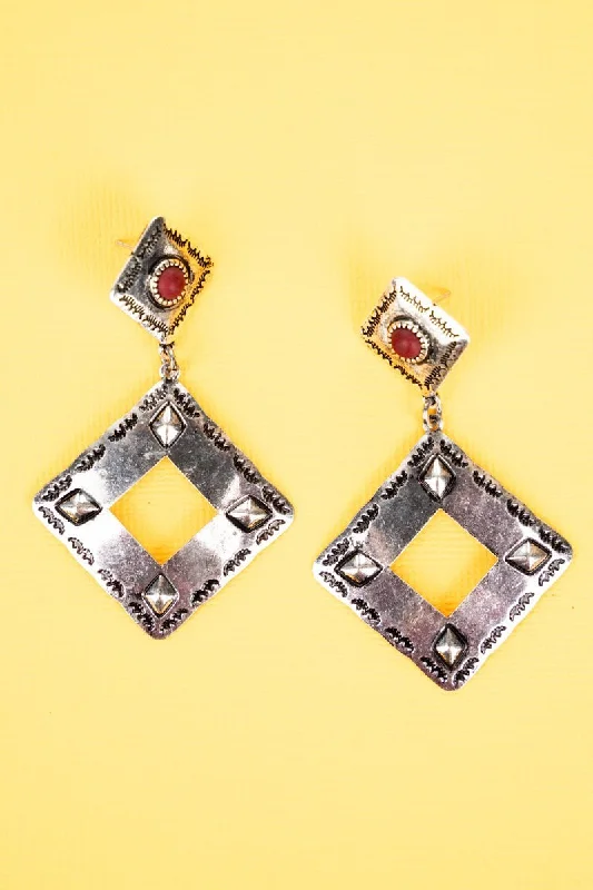 Detachable Drop Earrings with Charms -SALE! Red Canyon Creek Silvertone Earrings