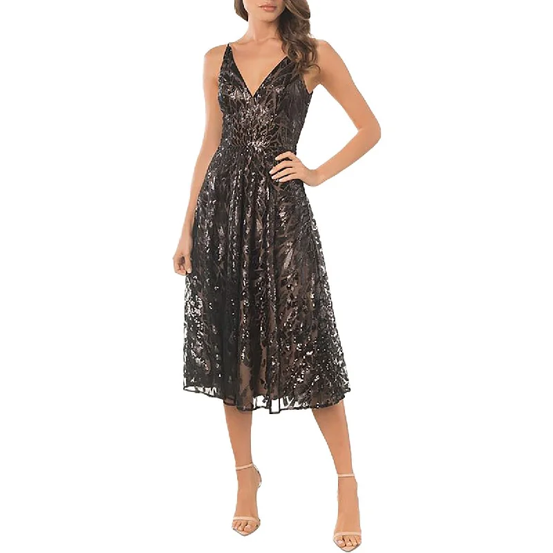 Buttoned Dresses for Stylish -Dress The Population Womens Mesh Sequined Fit & Flare Dress