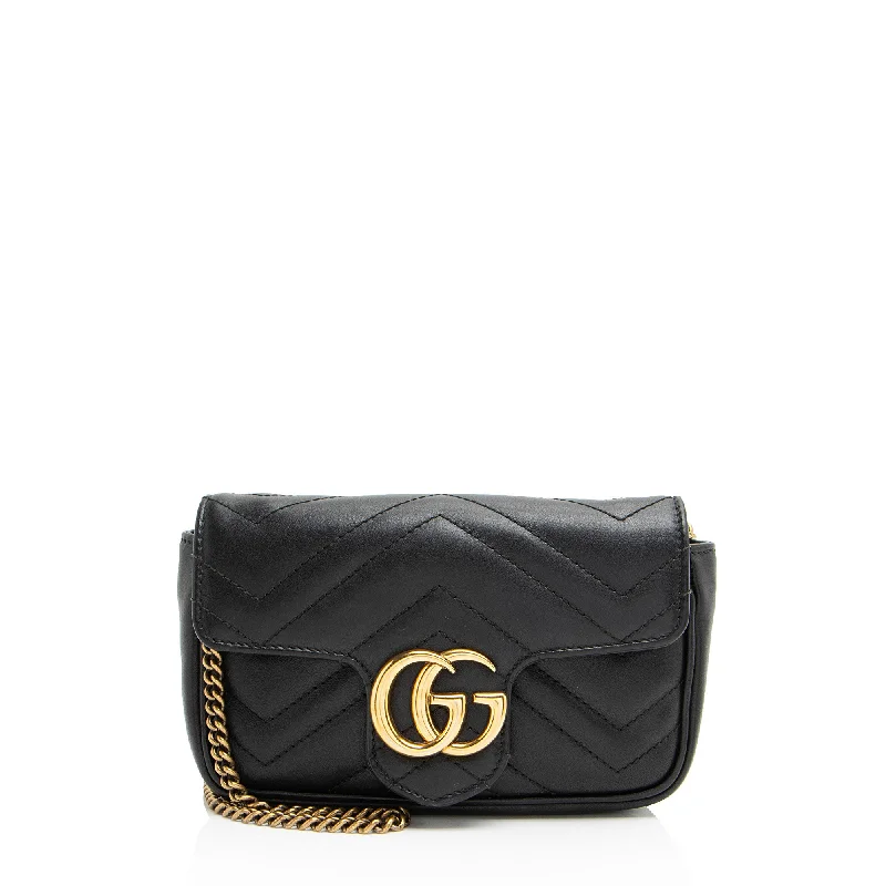 Handle bags with inner compartments for essentials -Gucci Matelasse Leather GG Marmont Super Mini Flap Bag