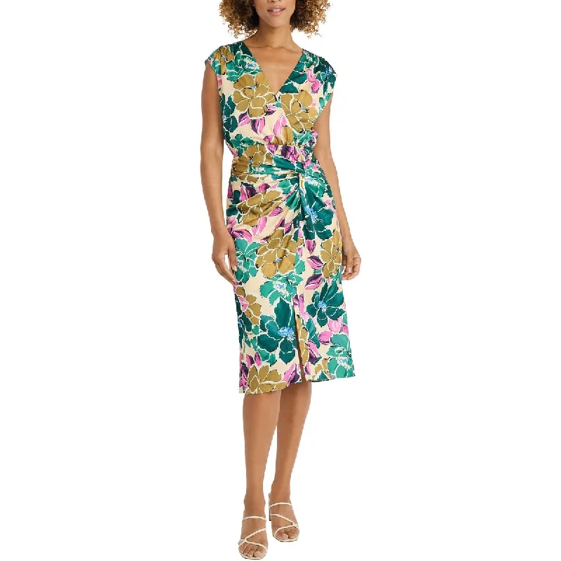 Cocktail Dresses for Party Time -Maggy London Womens Faux Wrap Ruched Cocktail And Party Dress