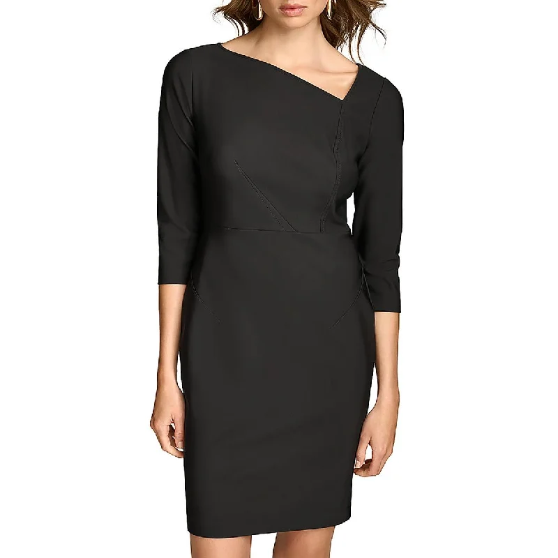 Indian Dresses with Intricacy -Donna Karan Womens Mini Asymmetric Sheath Dress