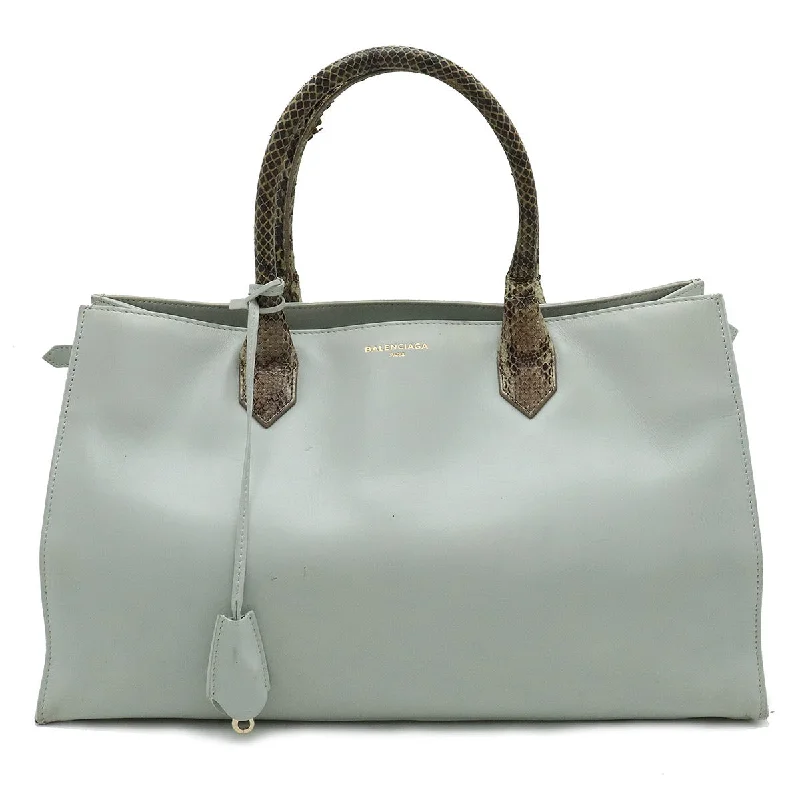 Vegan leather handle bags for eco-friendly chic -Balenciaga Python Leather Padlock Nude Handbag