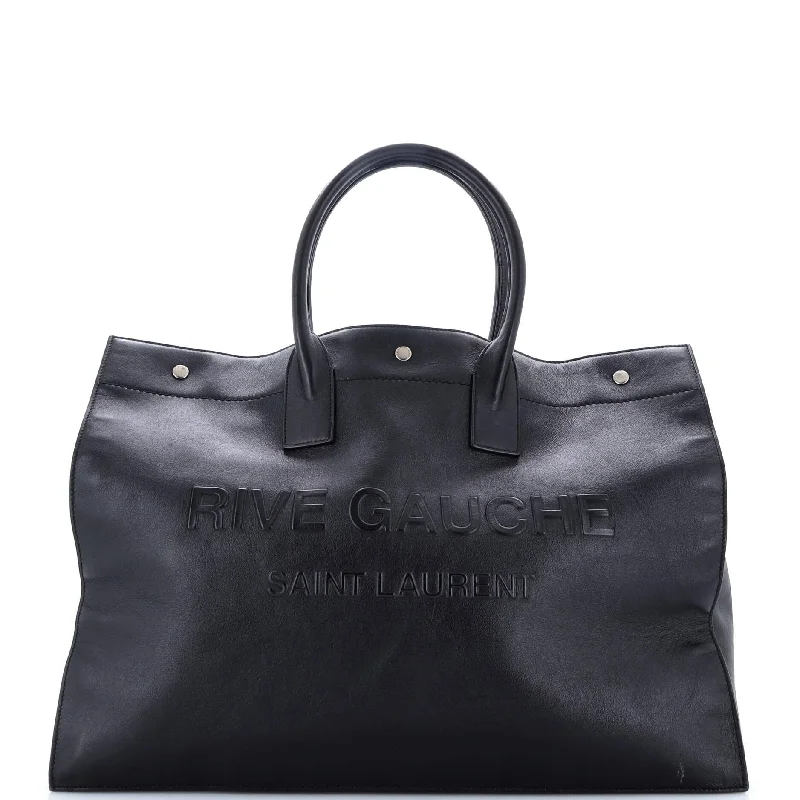 Handle bags with chevron designs for trend -Rive Gauche Shopper Tote Embossed Leather Large