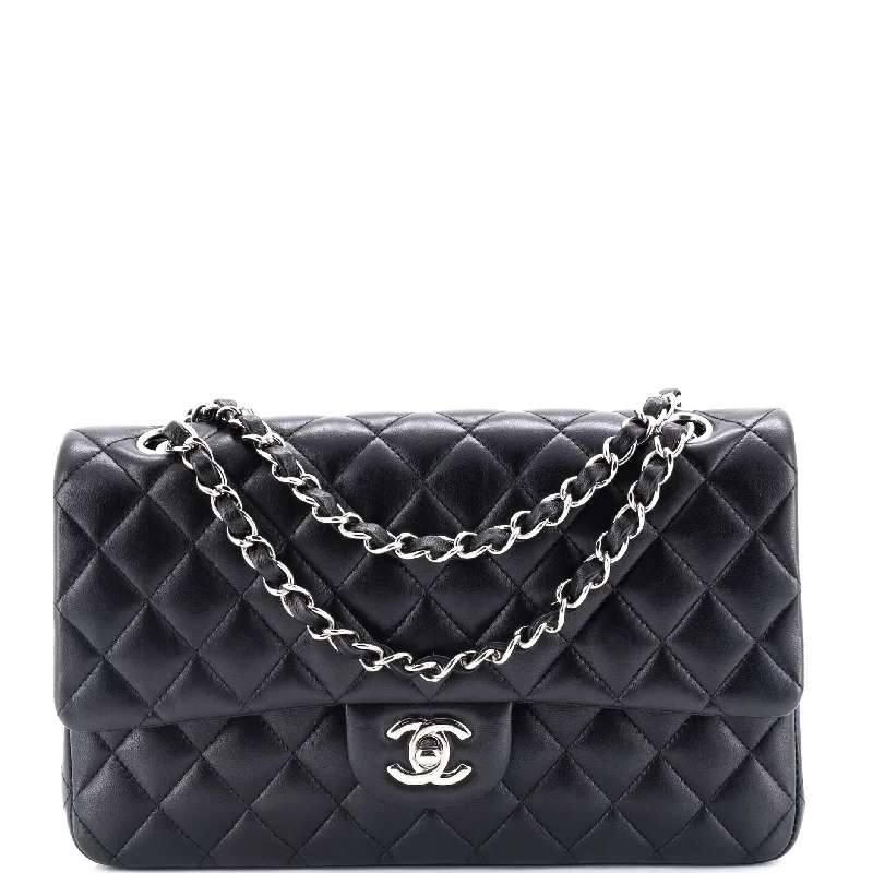 Handle bags with geometric patterns for modernity -Classic Double Flap Bag Quilted Lambskin Medium