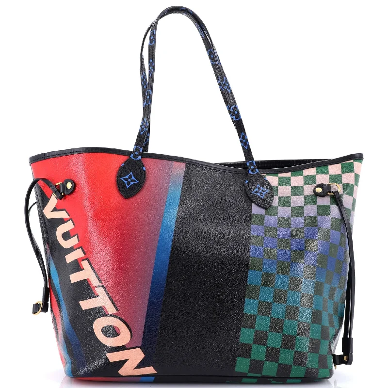 Handle bags with bright accents for pop -Neverfull NM Tote Limited Edition Race Print Canvas MM