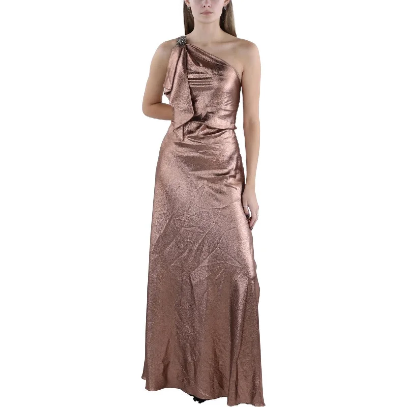 Formal Dresses for Occasions -Lauren Ralph Lauren Womens Hammered Satin One Shoulder Evening Dress