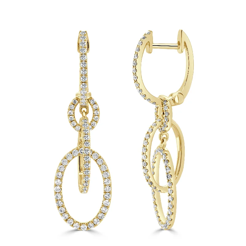 Heavy Duty Drop Earrings for Durability -Joelle Collection Diamond Link Drop Earrings 14K Gold