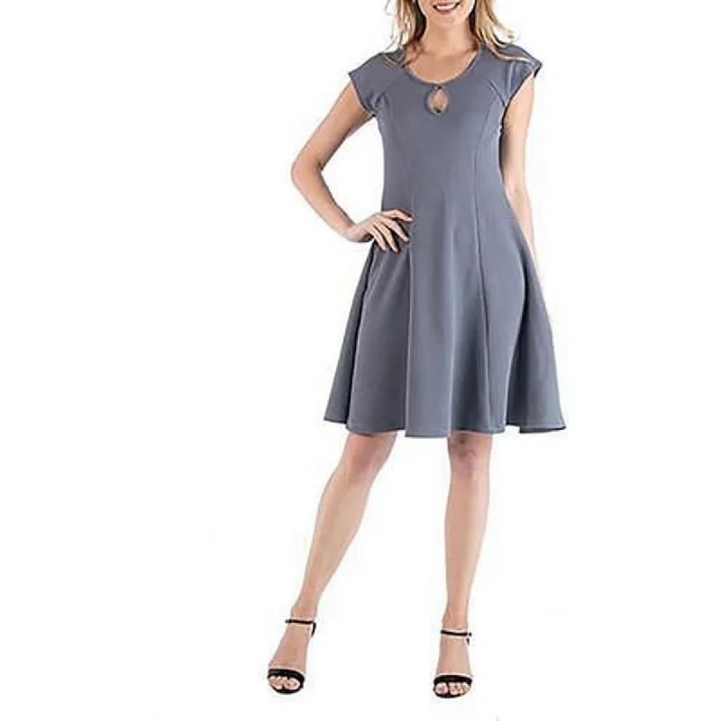 Khaki Dresses for Casual -24seven Comfort Apparel Womens Plus Knee Length Fit & Flare Fit & Flare Dress