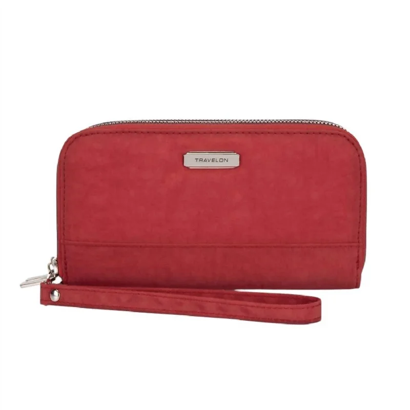 Handle bags with sleek zippers for closure -Women's Rfid Blocking Double Zip Clutch Wallet In Poppy